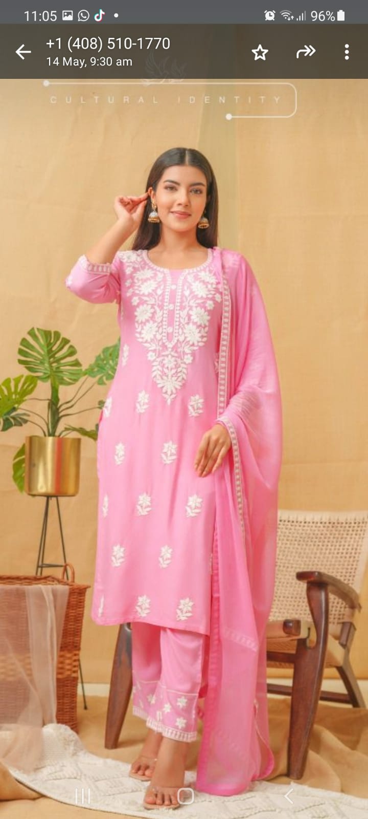 Lucknowi Embroidered in Pink