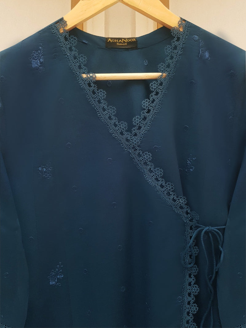 Blue Embroidered Cambric Shirt