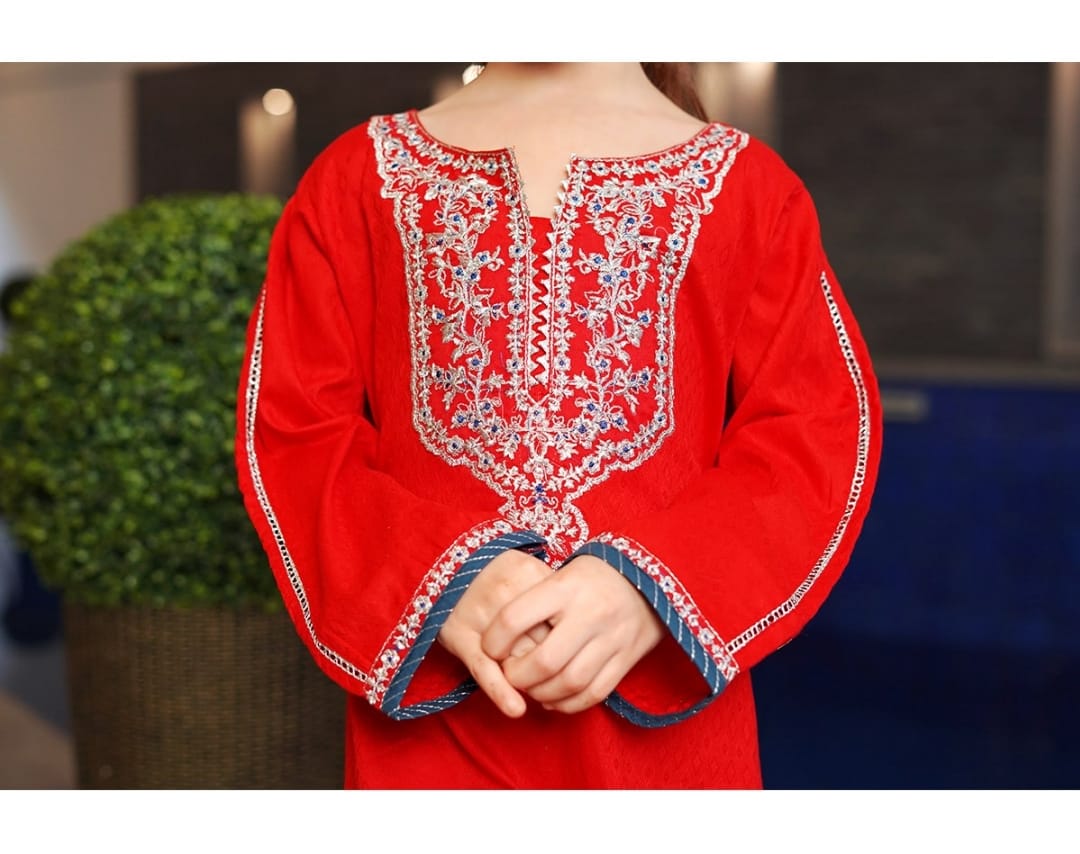 Rosy Red Ruffles Kurti