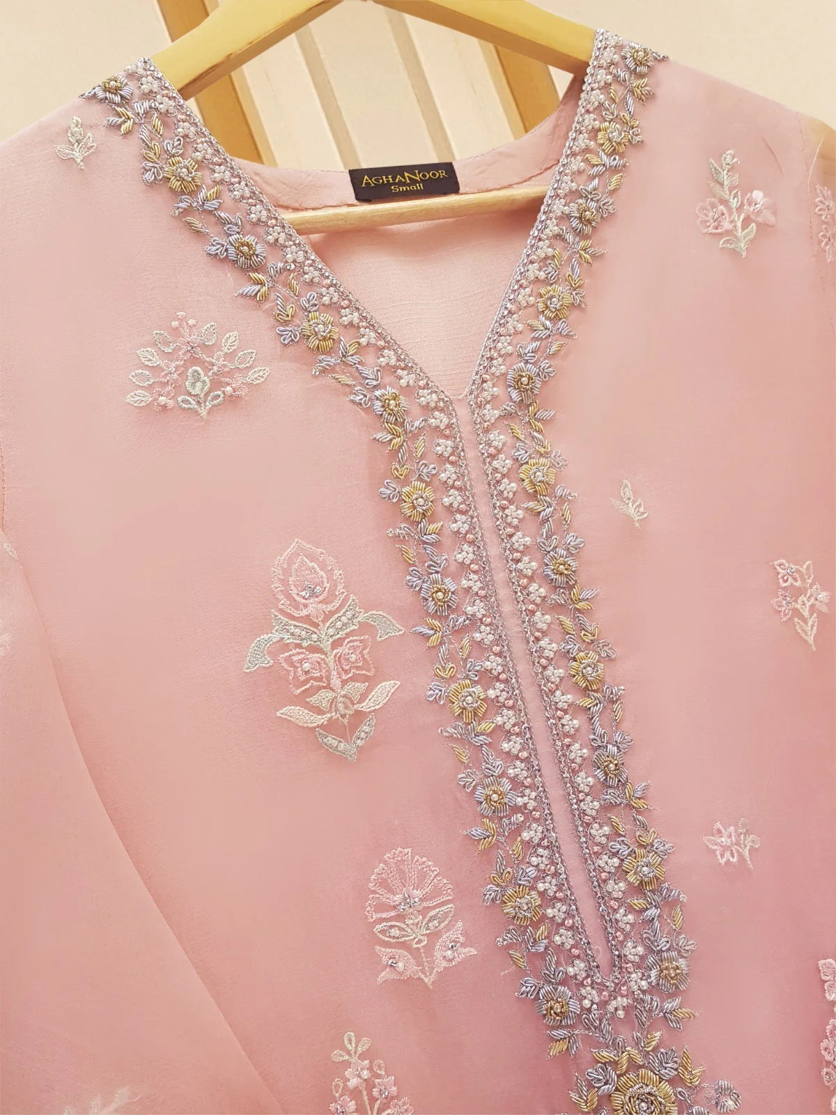 2 PIECE - PURE ORGANZA EMBROIDERED SUIT