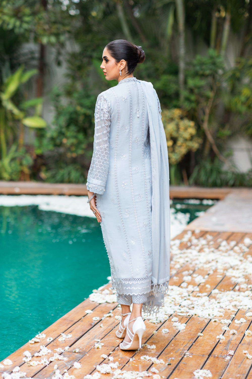 Granite Grace: 3-Piece Chiffon Suit