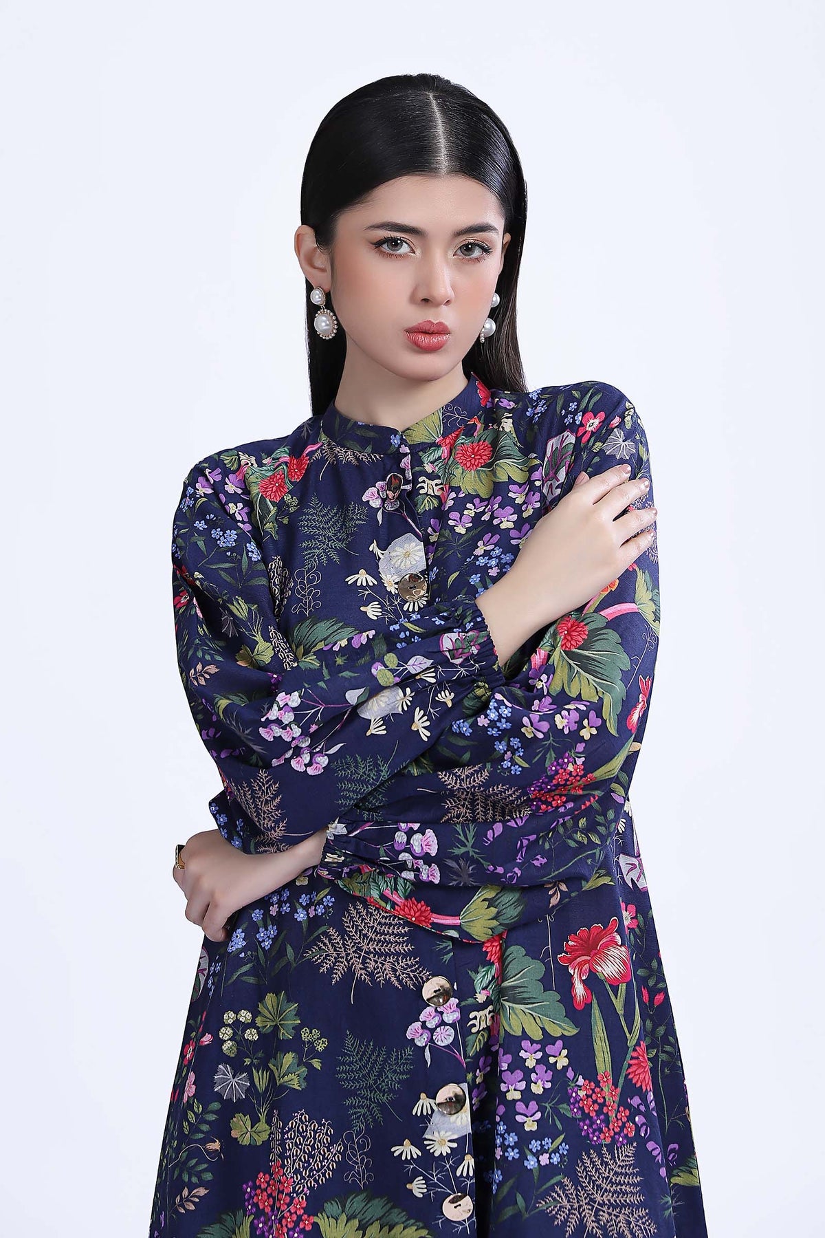 Classic Navy Charm: Khaddar Shirt