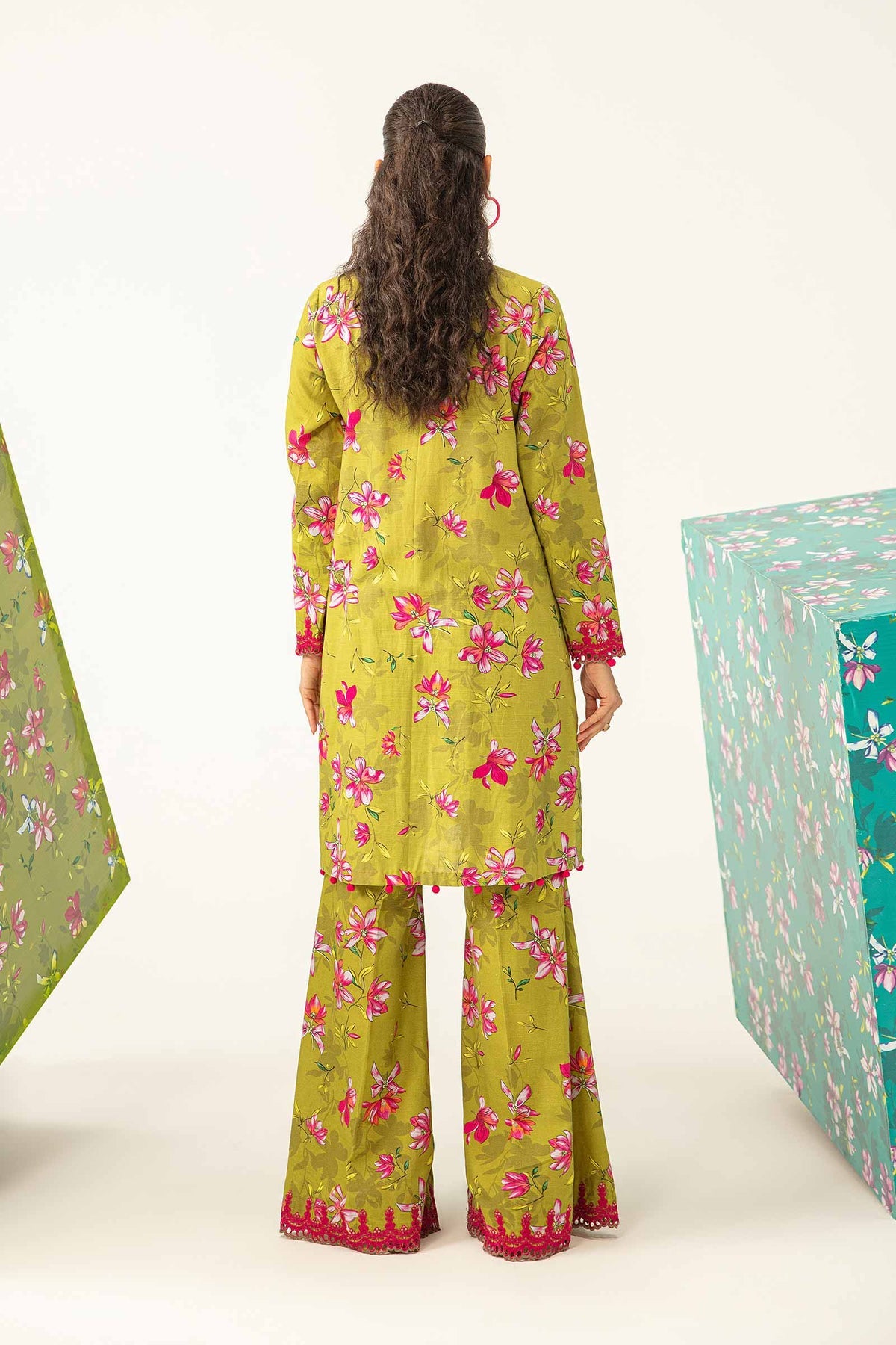 Apple Green Bliss: 2-Piece Unstitched Khaddar Shirt and Trouser Set