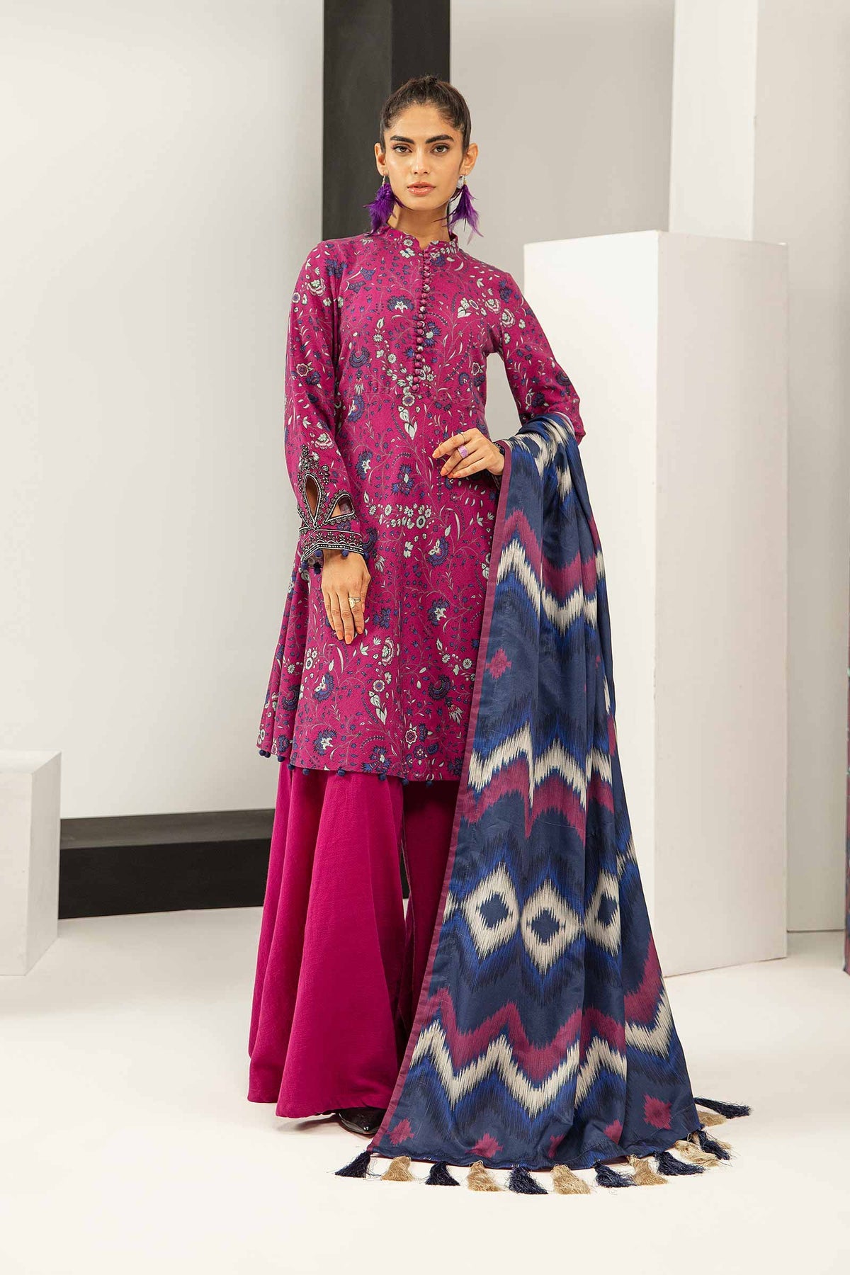 Purple Passion: 3-Piece-Khaddar Suit