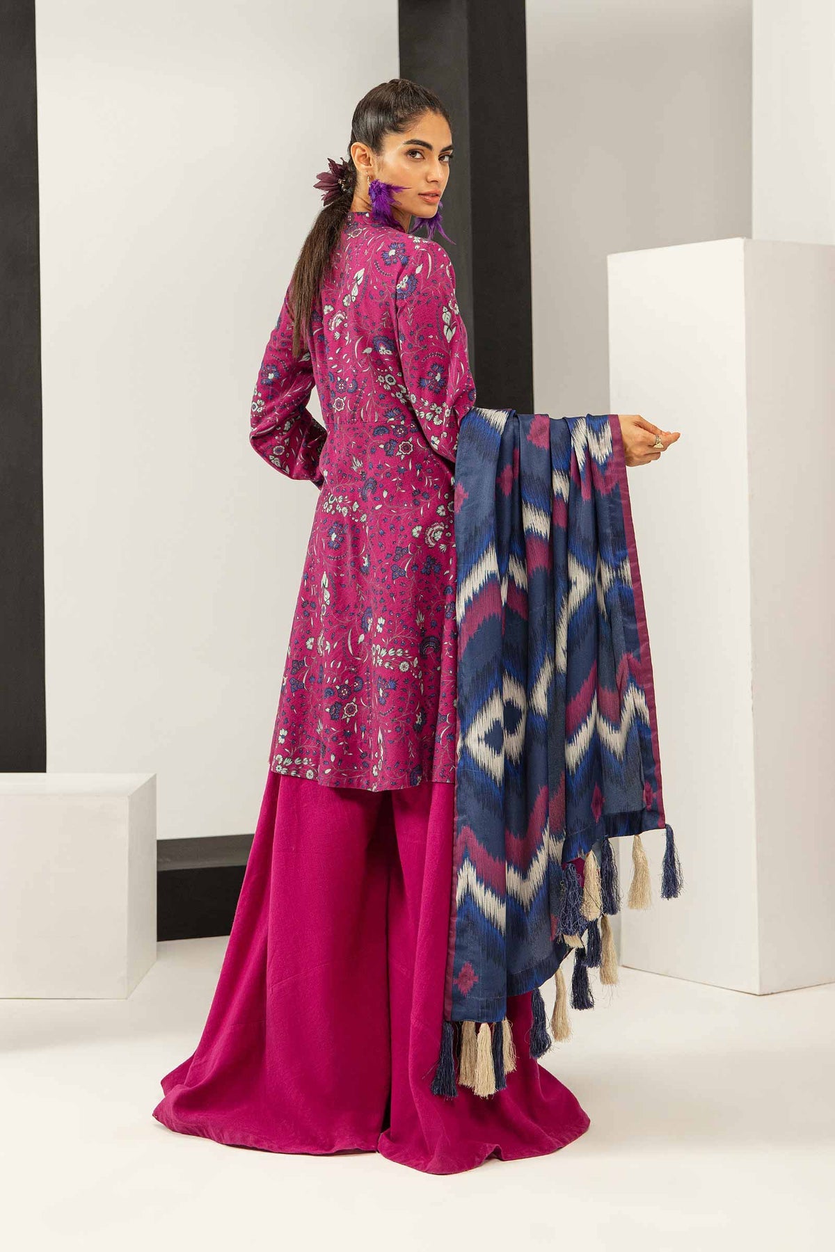 Purple Passion: 3-Piece-Khaddar Suit