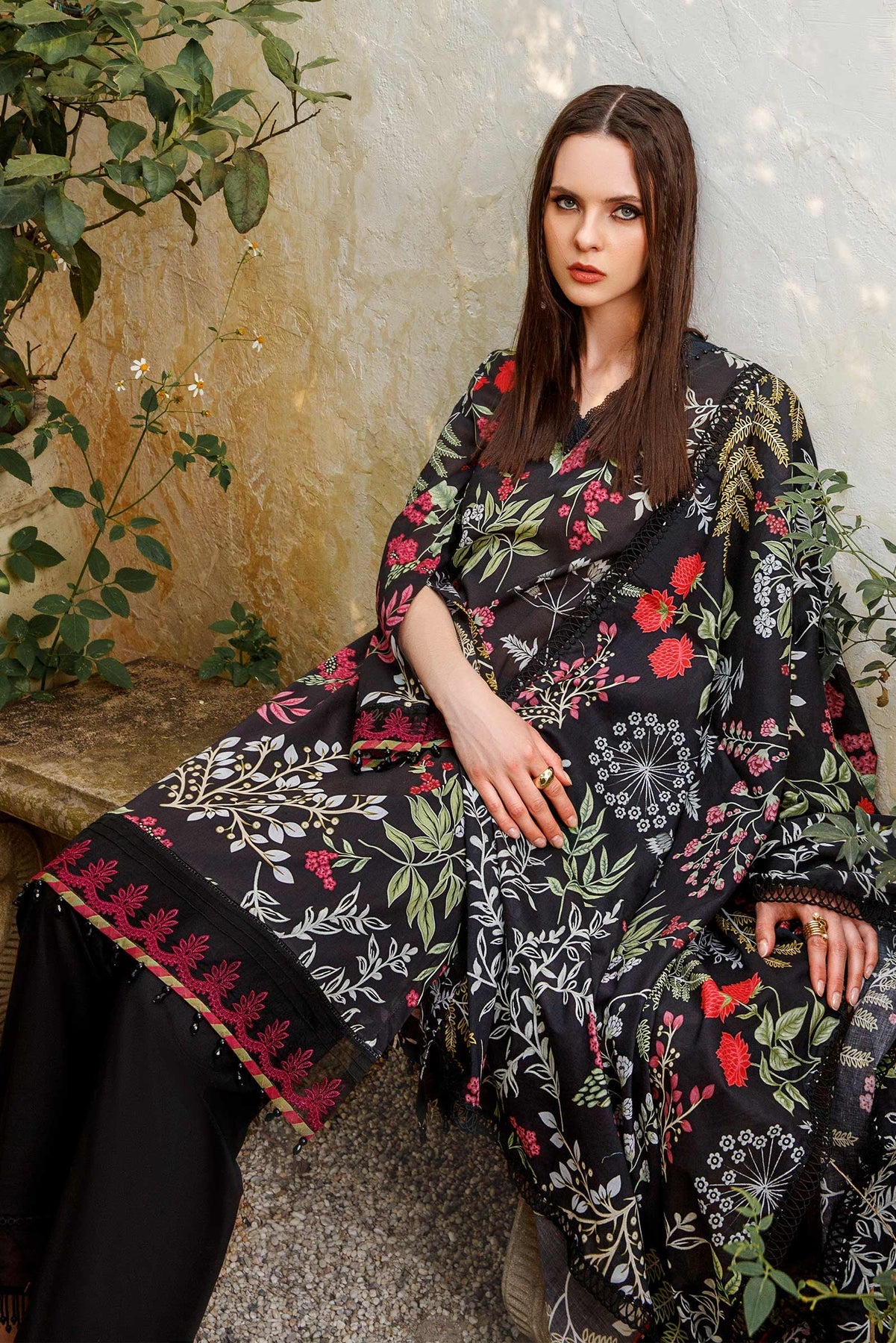 3 Piece - Lawn with Embroidery. chiffon / lawn dupatta.