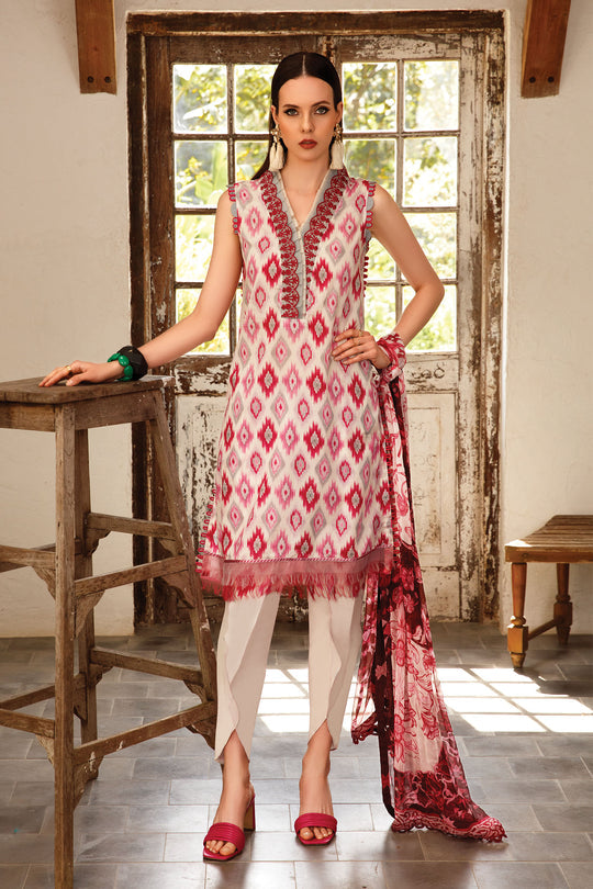 3 Piece -Lawn with Embroidery. chiffon / lawn dupatta.