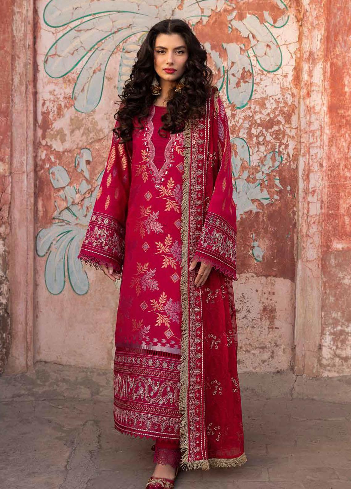 Maya By Nureh Embroidered Lawn Jacquard 3 Piece Suit - NJ-89