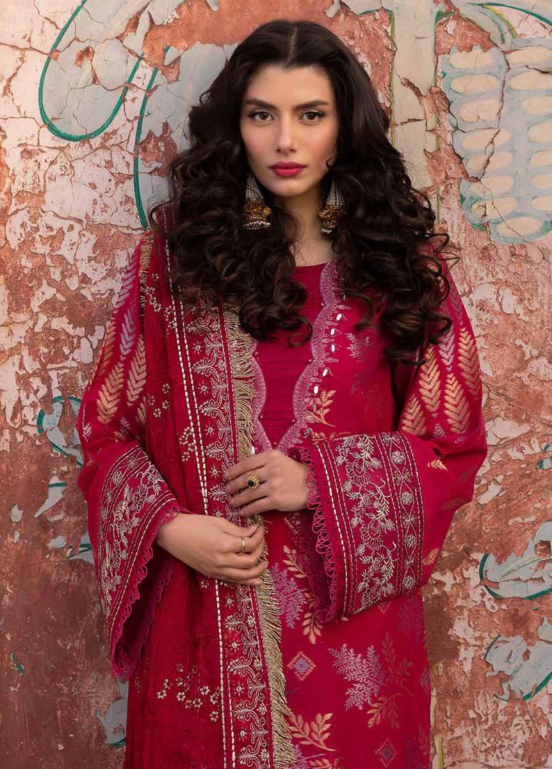 Maya By Nureh Embroidered Lawn Jacquard 3 Piece Suit - NJ-89