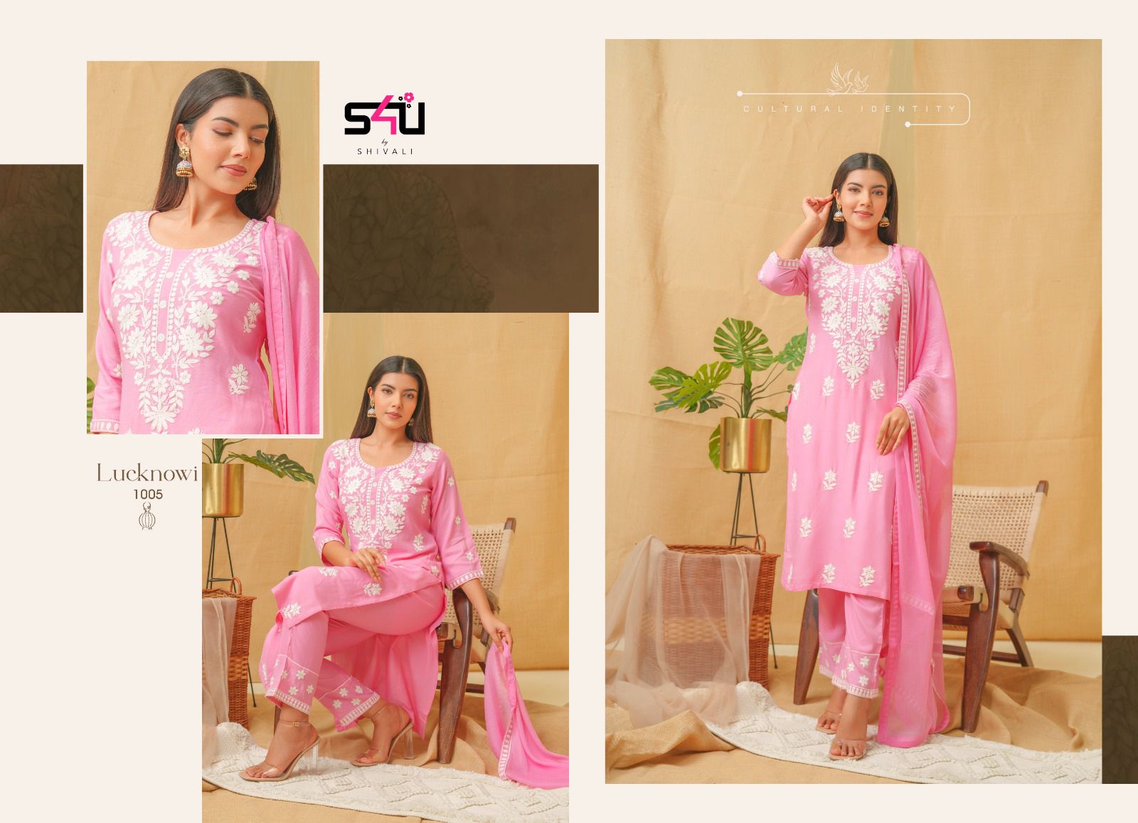 Lucknowi Embroidered in Pink