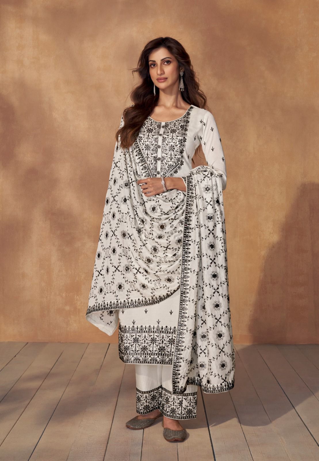 Elegance in Monochrome Silk 3pc Suit