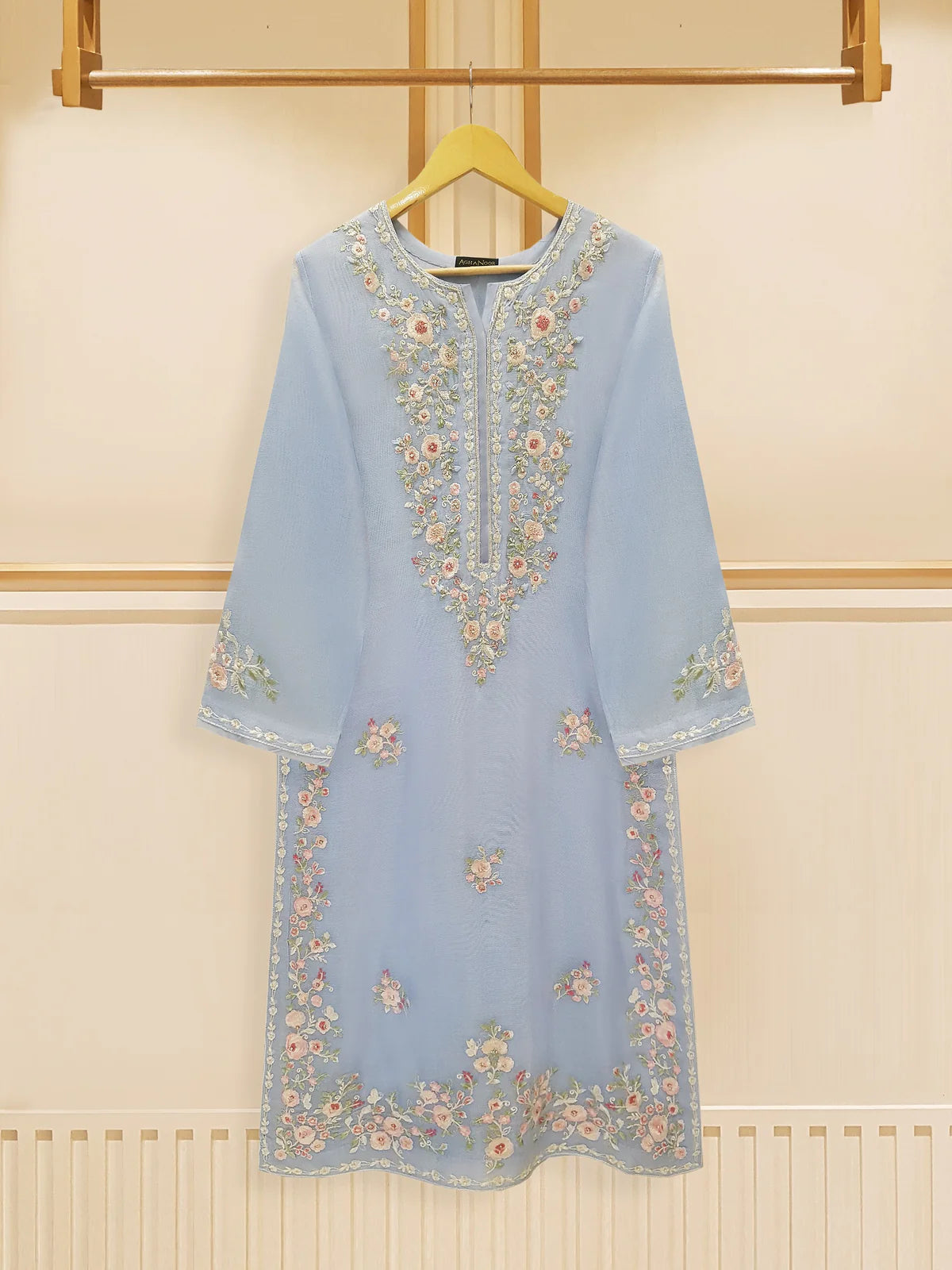 3 PIECE - Ferozi-PURE COTTON NET EMBROIDERED SUIT