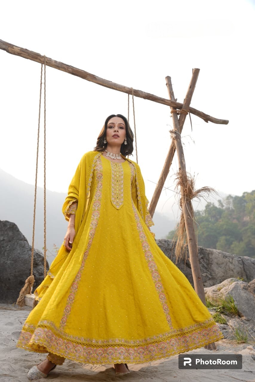 Sunshine Elegance 3-Piece Anarkali Set