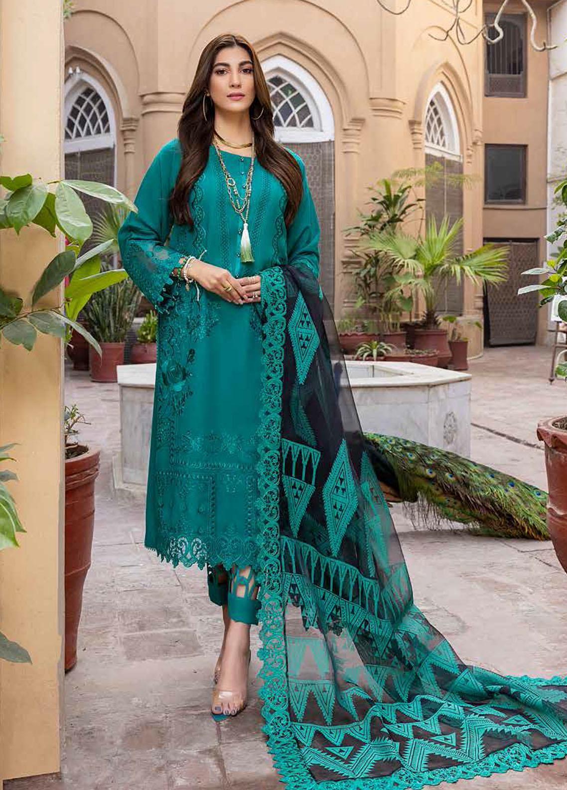 Verdant Allure: Charizma Karandi 3-Piece Viscose Suit in Green