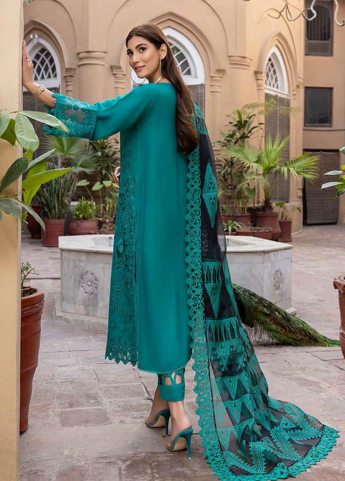 Verdant Allure: Charizma Karandi 3-Piece Viscose Suit in Green