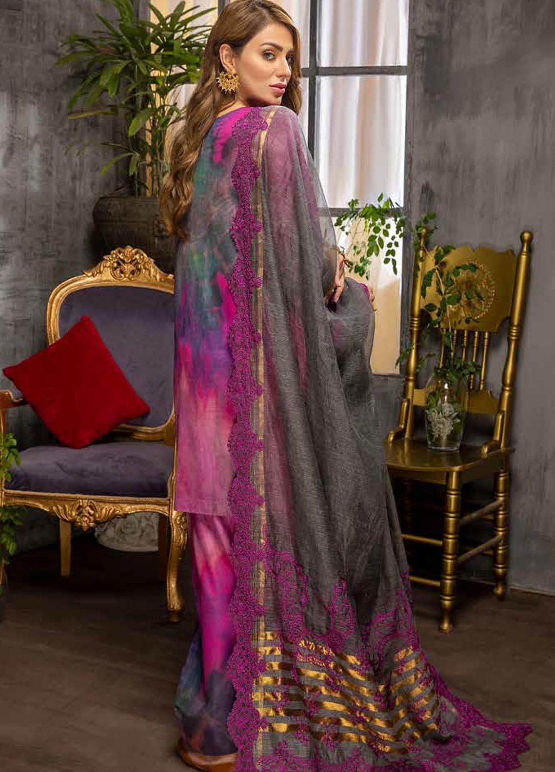 Purple Bloom Charisma: Stitched 3-Piece Charizma Viscose Silk Suit