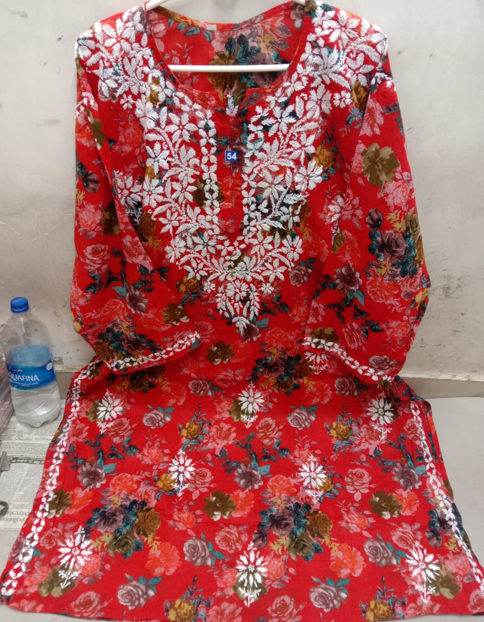 Embroidered Printed Shirt in Red