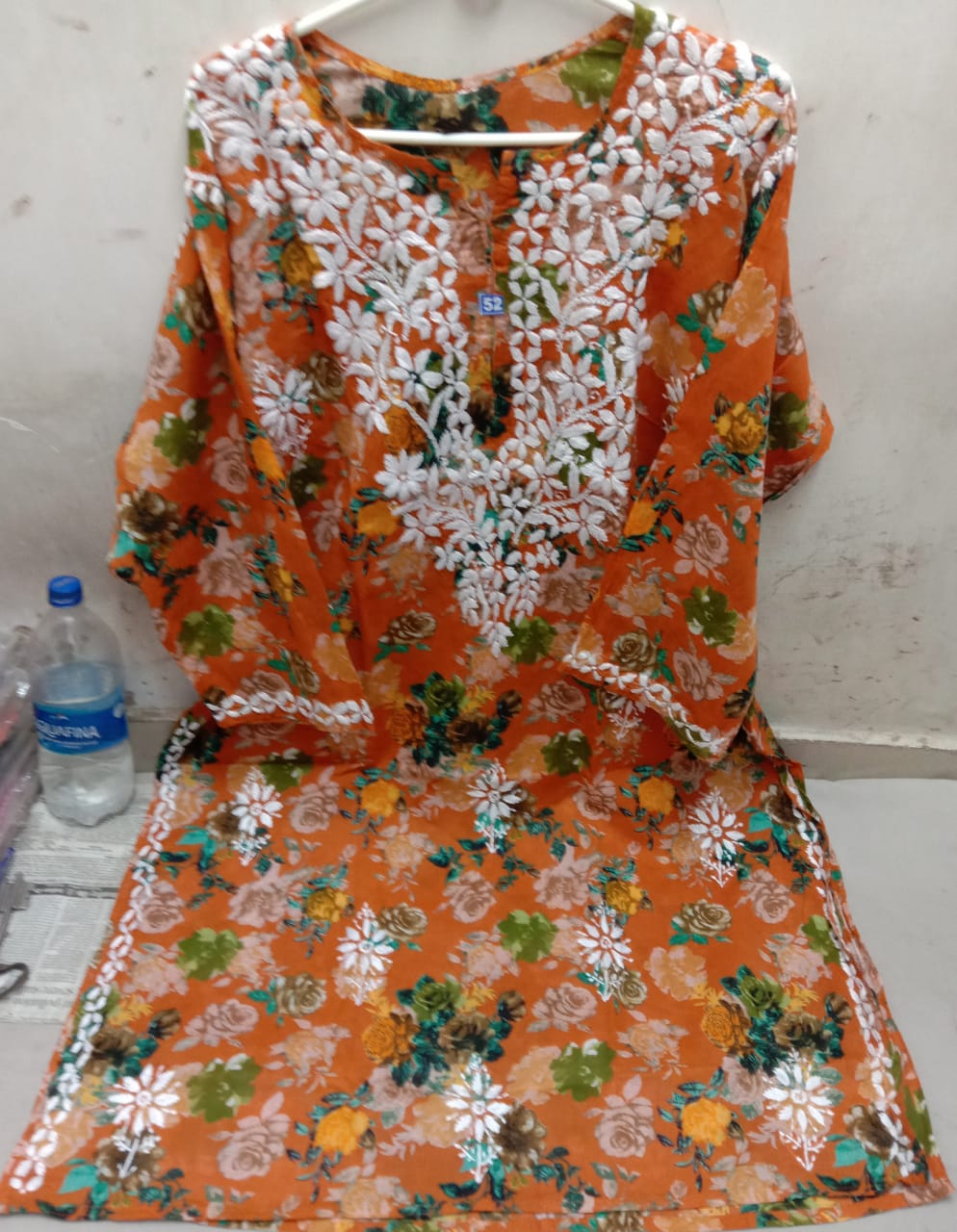 Embroidered Printed Shirt in Orange