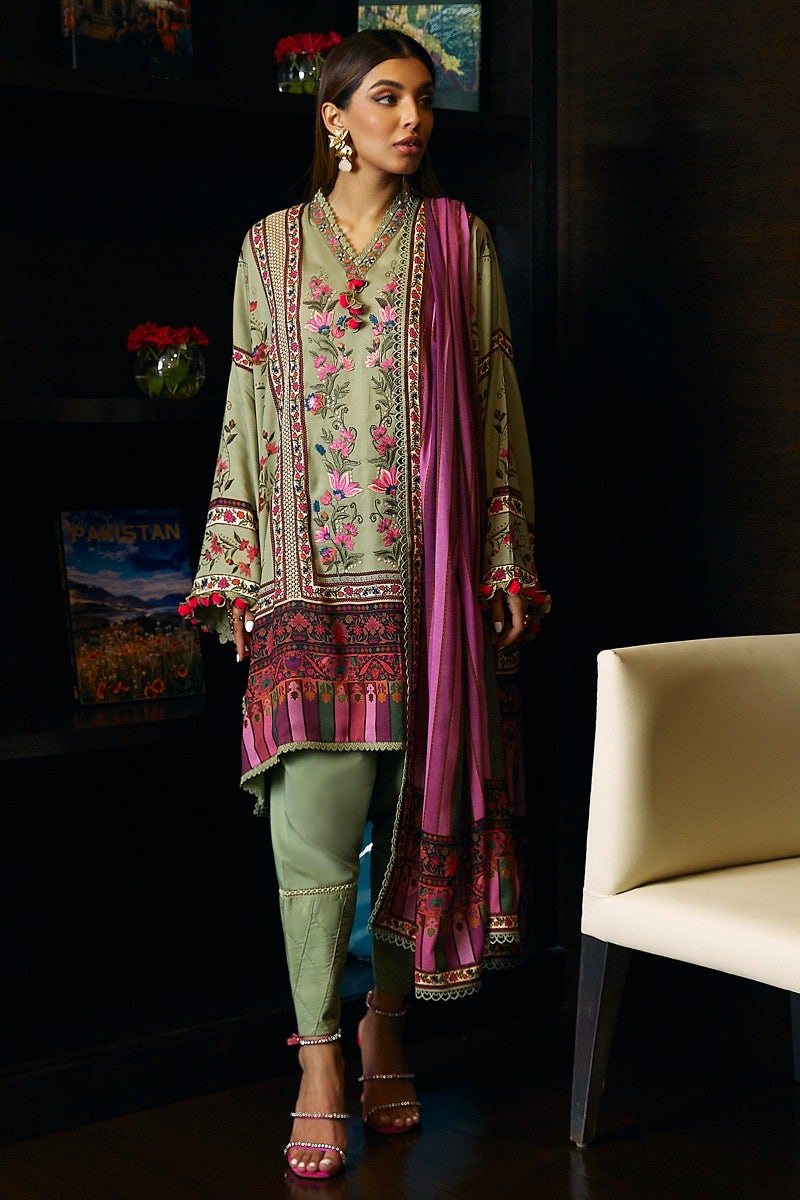 Artistic Harmony: Linen Winter Collection with Printed Linen Dupatta.