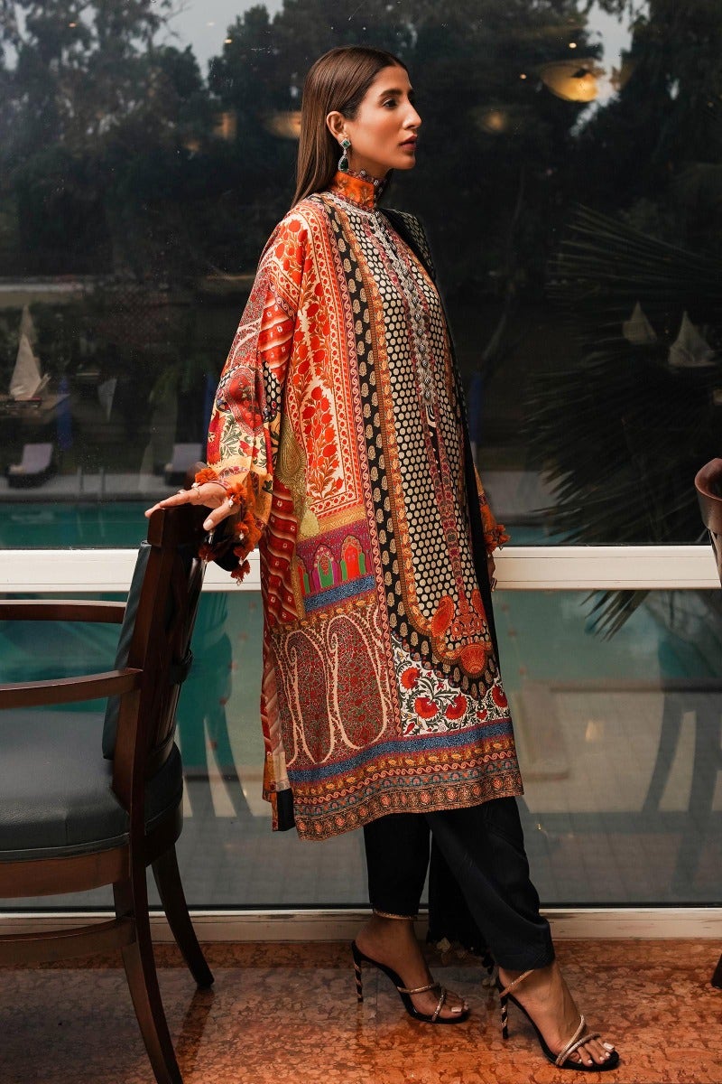 Vibrant Mélange: Winter collection Linen shirt with khaddar dupatta.