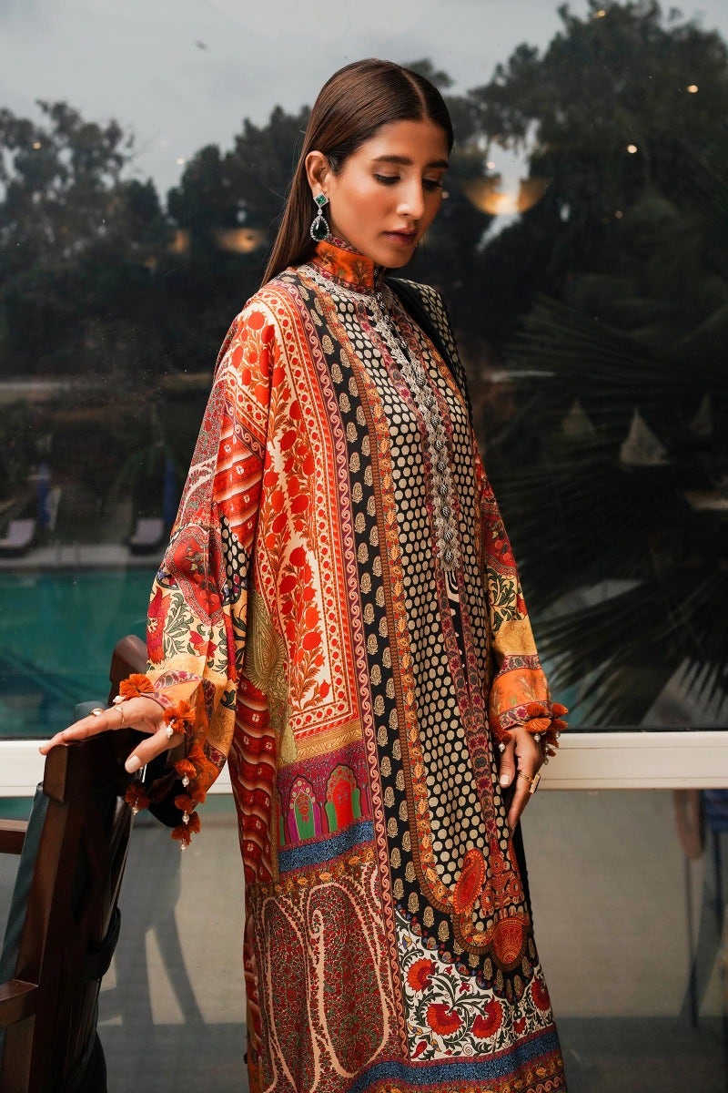 Vibrant Mélange: Winter collection Linen shirt with khaddar dupatta.