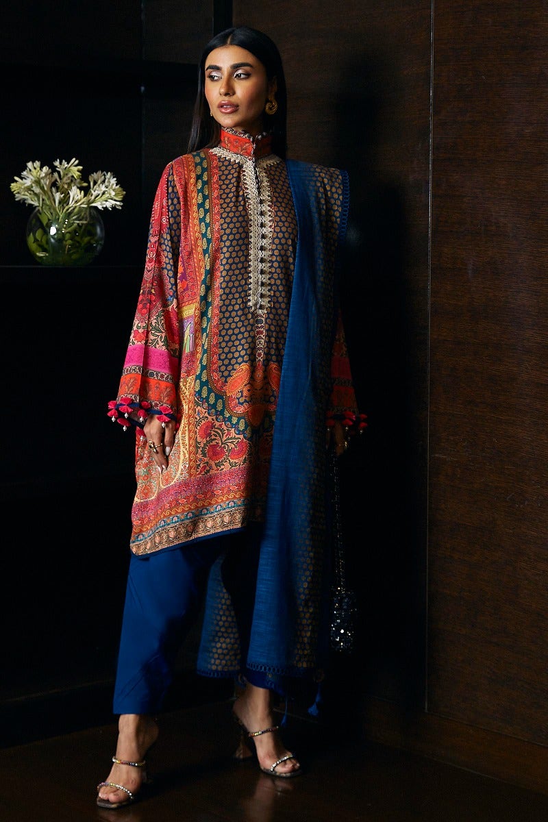 Ethnic Blend: Winter collection Linen shirt with khaddar dupatta.