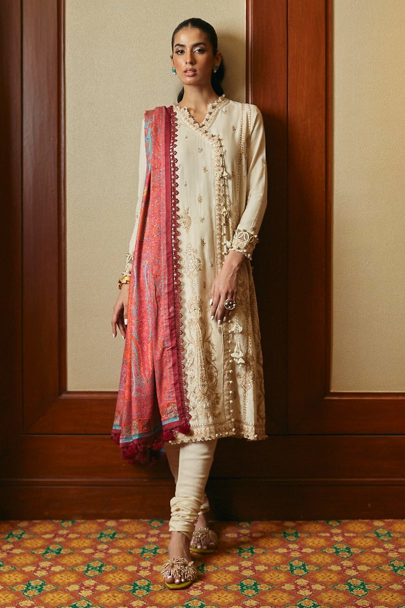 Cotton & Paisley Tale: Timeless Embroidery Winter collection unstitched with pashmina shawl.