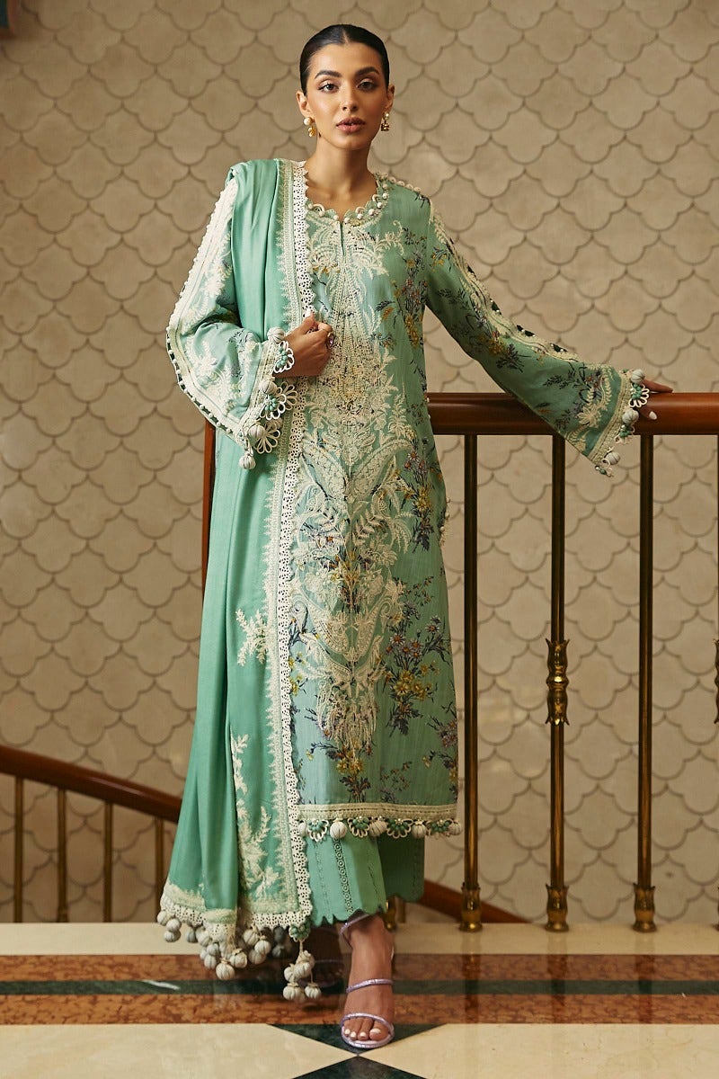 Verdant Serenade Winter collection with pashmina shawl.