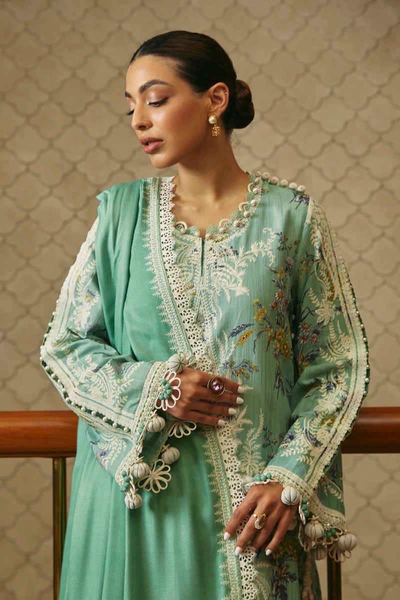 Verdant Serenade Winter collection with pashmina shawl.