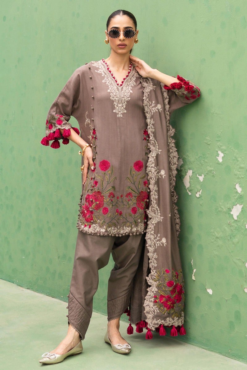 Blossoming Silhouette: Pashmina and Cotton Winter unstitched collection.