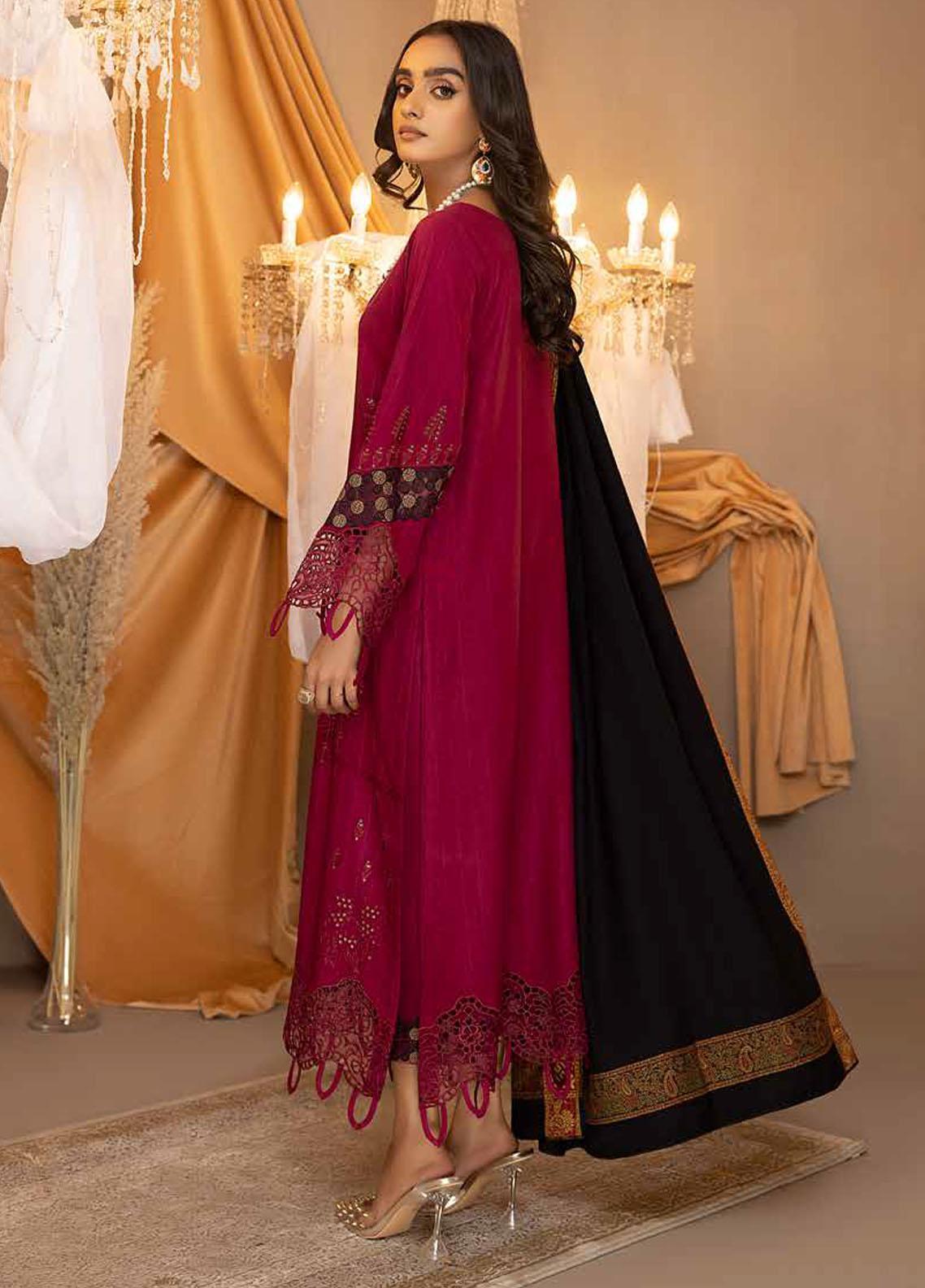 Posh Pink Dreams: Charizma Pashmina 3-Piece Suit with Woven Shawl