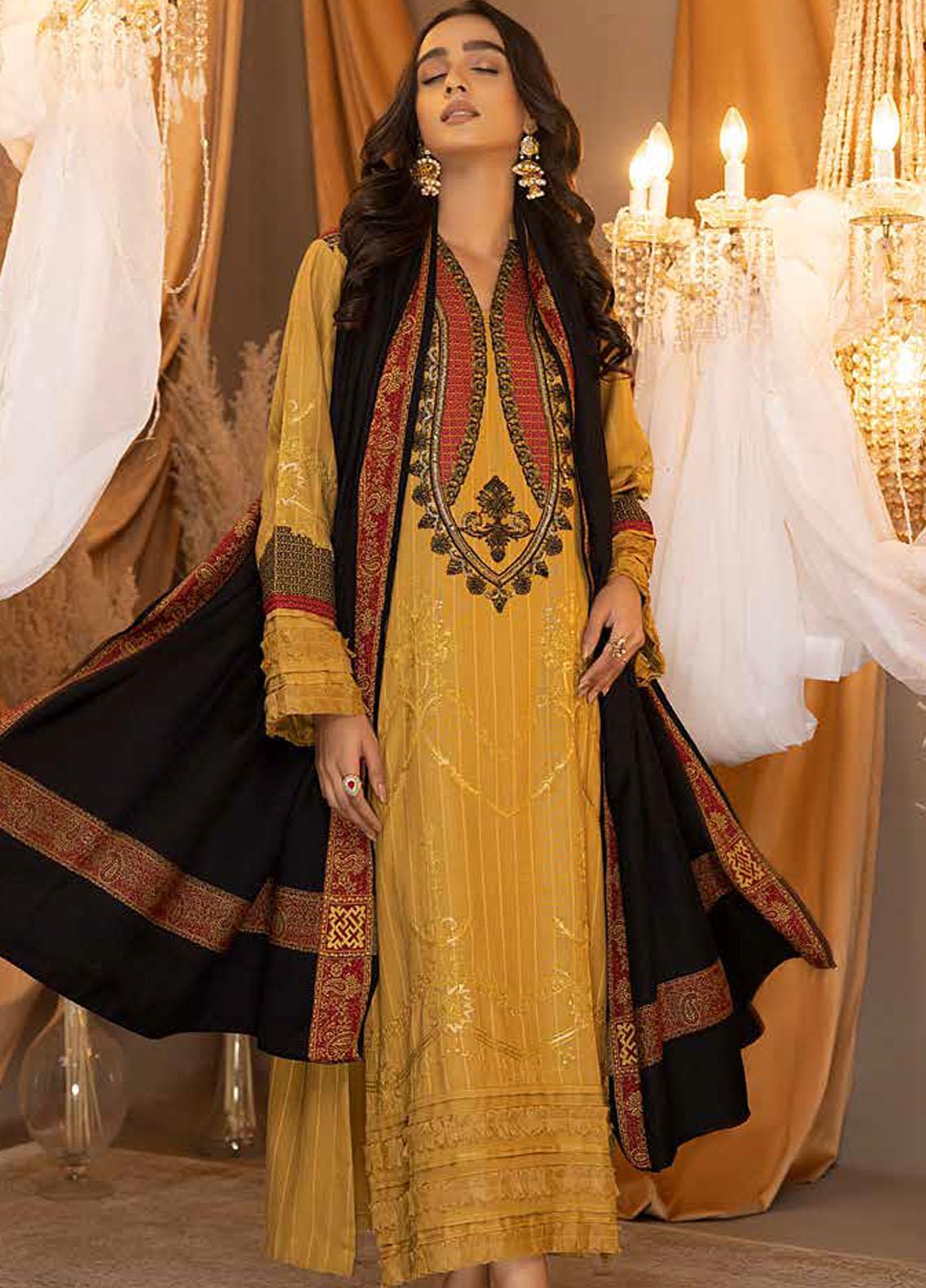 Sunny Bliss: Charizma Posima 3-Piece Suit with Woven Shawl -Stitched