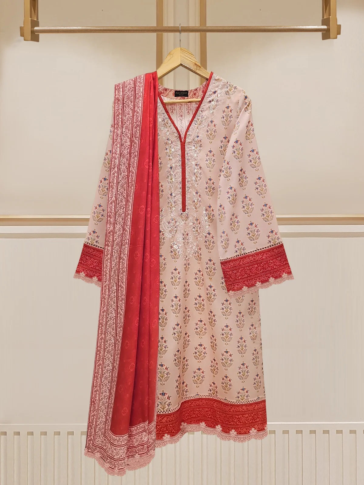 Digital Printed Embroidered Cambric Suit 2pc