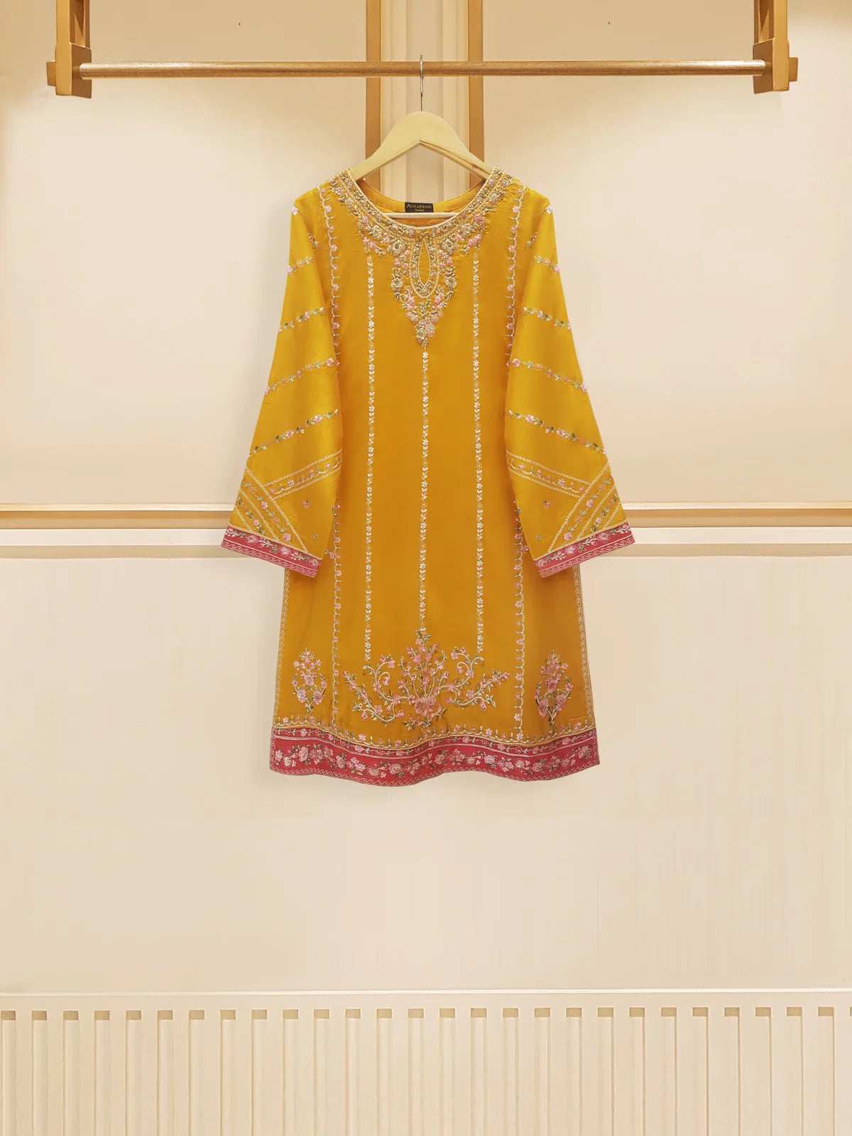 3-Piece Pure Raw Silk Embroidered Suit by Agha Noor